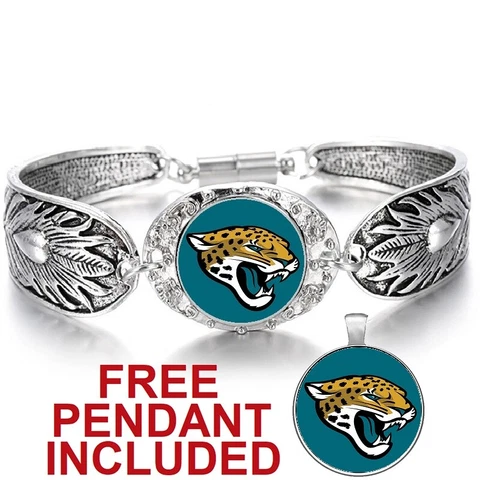 Jacksonville Jaguars Women's Tibetian Silver Bracelet Football w Gift Pkg D3 Cover