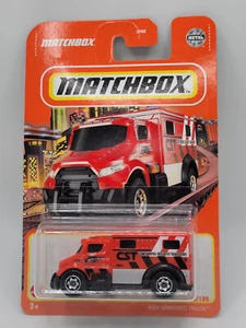 2022/2023 MATCHBOX MBX ARMORED TRUCK SECURITY TRANSPORT RED/ORANGE DIECAST CAR - Picture 1 of 3