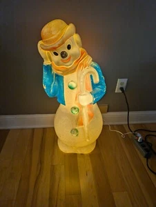 Vintage 33" Empire Hobo Clown Derby Hat Cane Snowman Blow Mold Christmas Blue - Picture 1 of 10