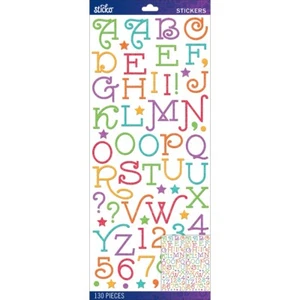 STICKO ALPHABET STICKERS - GASOLINE ALLEY - GLITTER - Approx 26mm - 2 SHEETS - Picture 1 of 1