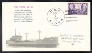 Stores Ship USS LIOBA AF-36 Fancy Cancel MhCachets Naval Cover 1 Made B1226 - Picture 1 of 1