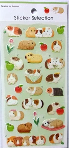 GAIA Animal Guinea Pig Apple Sticker Sheet Made in Japan - Picture 1 of 4