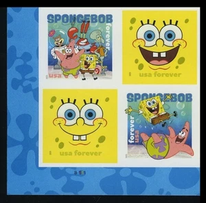 US #6025a-8a Spongebob Schwammkopf Imperf linke Platte 4er Block NDC AUSVERKAUFT - Bild 1 von 1