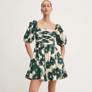 Neu mit Etikett A&F | Emerson Popeline Puffärmel Minikleid grün Blumen Blumen Damen Large - Bild 1 von 12