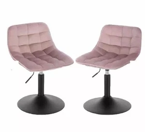 Dressing Rotatable Stool Velvet Swivel Modern Breakfas Dining Chair Brownish Red - Picture 1 of 9