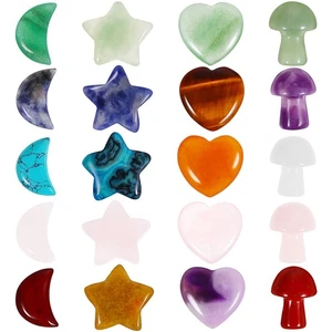 20 Pcs Crystal Mushrooms Statue Star Shaped Stones Natural - Picture 1 of 11