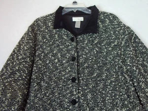 Spiegel Damen Sakko Struktur Tweed wie Schwarz Multi Samtkragen Größe 24W - Bild 1 von 10