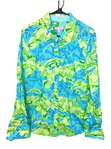 Lilly Pulitzer Jonni türkis Alligatorgasse Druck Baumwolle Knopfleiste Top 8 - Bild 1 von 13