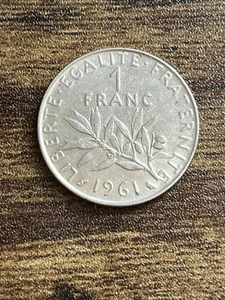 1961 France 1 One Franc Nickel Pre-Euro The Seed Sower Actual Coin TB5627* - Picture 1 of 2