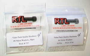 New RTL 1/4" Nylon Washers, 50 CT Each, #2 & #4 #737 #738 - Picture 1 of 3