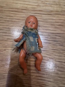 Vintage 1930’s String Jointed Celluloid Baby Doll Original Clothes E.S. Germany - Picture 1 of 6