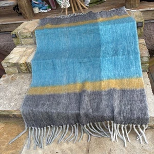 West Elm Faux Mohair Framed Ombre Throw Blanket Wool Blend 53" x 69” VGC - Picture 1 of 5