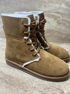 KOOLABURRA by UGG Advay Tall Women's 10 Chestnut Suede Lined Lace Up Combat Boot - Picture 1 of 6