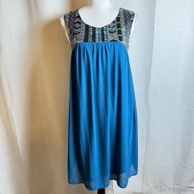 Vestido recto fluido talla grande sin mangas verde azulado lentejuelas Ya Los Angeles usado en excelente estado Foto 1 de 4