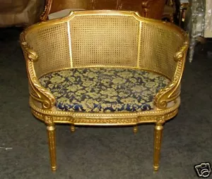 French Louis XVI Caned Cane Corbeille Settee Chair - Picture 1 of 8