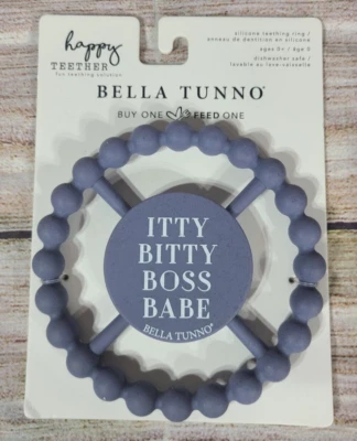 Bella Tunno Happy Teether Itty Bitty Boss Babe Rubber Baby Toy Gray New - Image 1 of 2