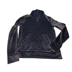 Velour Hoodie Zip Black Girls Size 10/12 No Tag See Measurements - Picture 1 of 4