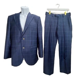 Suitsupply Lazio Slim Cut Blue Check 110s Wool Suit 36S 32X26 - Picture 1 of 18