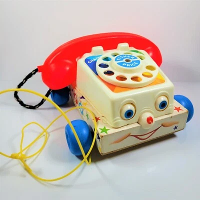 Винтаж 1961 Fisher Price болтовня телефона #747 телефон тянуть игрушка с движущимися глазами - Изображение 1 из 2