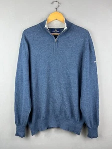 Peter Scott Mens Blue Wool & Angora 1/4 Zip Jumper Sweater Size 42 - Picture 1 of 11