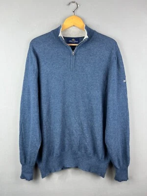 Peter Scott Herren Pullover Pulli blau Wolle & Angora 1/4 Zip Größe 42 - Bild 1 von 4