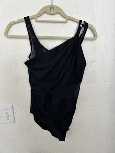 Miraclesuit Black With Sheer Middle & Strap Slimming One Piece Swimsuit Sz 6 - Picture 1 of 7