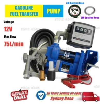 12V Fuel Transfer Pump Explosion-Proof 20GPM 75L/min For Gasoline Diesel Petrol - image 1 of 4