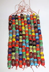 10 Strands Lamp Work Glass Beads, Multi color Wedding Cake Beads Tube shape. - Picture 1 of 1