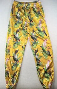 Mad Engine Gold Tropical Birds AOP Satin Pants Mens Medium - Picture 1 of 11