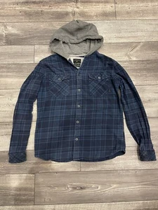 Quiksilver Youth Boys Long Sleeve Flannel Shirt Hoodie Size Large 14 Regular Fit - Picture 1 of 10