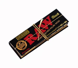 12 Heftchen RAW Black Connoisseur 1 1/4 + Tips, ultra-dünne Medium Papers + Tips - Picture 1 of 3