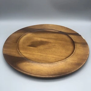 Nambe Skye Collection Acacia Wood Charger Plate Elegant Design 12.5" Brown - Picture 1 of 9