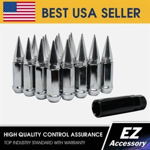 24 Pc Set Spike Lug Nuts | Chrome 14x1.5 | 5/6 Lug Chevy C1500 Blazer Avalanche - Picture 1 of 6