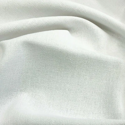 Linen Mix Fabric - White - Plain Linen Craft Fabric Material Metre - Image 1 of 3