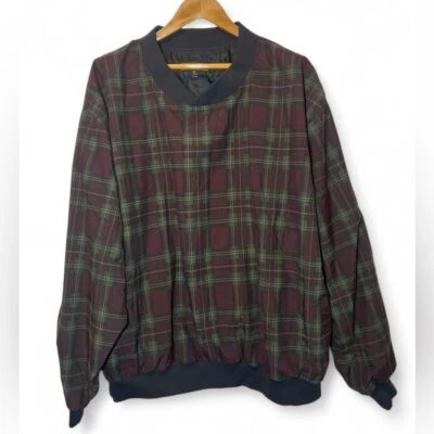 Pullover de Colección Sun Mountain Hombres XL Borgoña Forrado a Cuadros Golf Hiedra Crew Forrado Foto 1 de 4