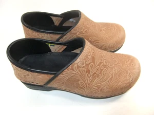 Bjork Flora Tooled Leather Size 9/9.5 US Professional Nursing Clogs Women EU 40 - Picture 1 of 11