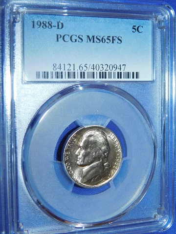 1988-D 5C Full Steps Jefferson Nickel-PCGS #84121 Grade MS65FS--385-1 Cover