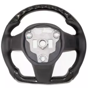 Carbon Fiber Flat Steering Wheel Fit For 2016-2020 Tesla Model 3 Model Y - Picture 1 of 5