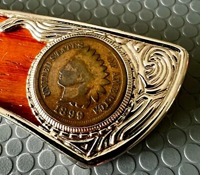 AMERICAN HISTORICAL SOC. 1899 INDIAN-HEAD PENNY FRANKLIN MINT KNIFE -Ser. #29660 - Image 1 of 4