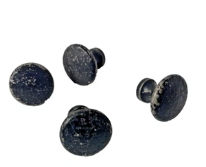 Vintage Set of 4 Hammered Black 15/16 inch Diameter Drawer Knob Pulls - 1980 - Picture 1 of 6