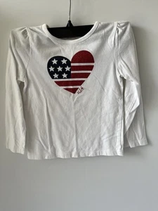 GIRL GYMBOREE RED WHITE BLUE STARS STRIPES GLITTER HEART PATRIOTIC SHIRT NWT 4 - Picture 1 of 2