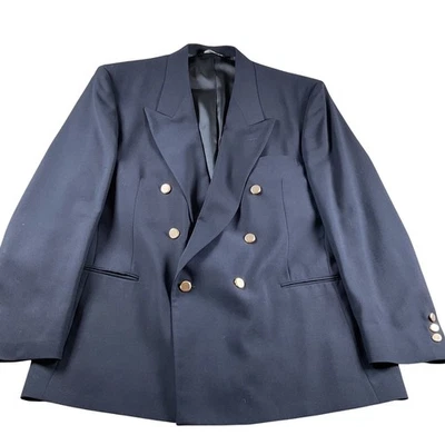 Blazer Veg Henry Grethel Doble Pecho Azul Marino Dorado Botones Hecho en EE. UU. Para Hombres Talla Foto 1 de 4