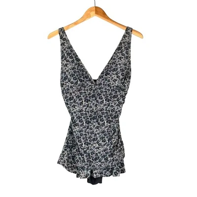 Floral Print One Piece Swimsuit Ruched Tankini Swimdress - Image 1 of 4