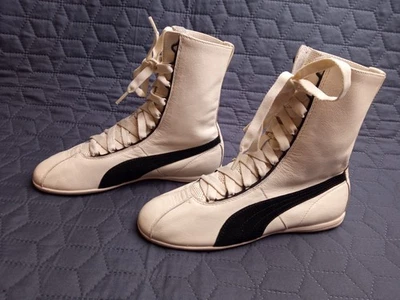 Rare Sample Vintage Y2K Puma Eskiva Cream Suede Leather Boxing Biker Boots 36 EU - Image 1 of 4