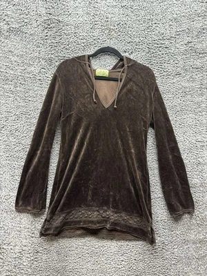 Juicy Couture бархата v-образным вырезом пуловер длинный с капюшоном куртки коричневый женщин размер L - Изображение 1 из 4