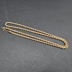 Vintage Gold Tone Textured Rope Chain Necklace Made In Korea 28" - Picture 1 of 10