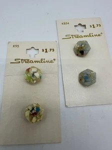 VTG Sparkle Glitter Swirl Shank Buttons Plastic Lucite? on Original Cards - Picture 1 of 5