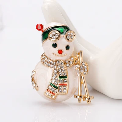 Broche prendedor muñeco de nieve de lujo - prendedor de vacaciones de diamantes de imitación de cristal regalo de joyas de Navidad Foto 1 de 4