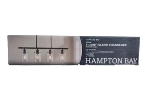 Hampton Bay HD4969A Regan 4 Light Espresso Industrial Linear Chandelier NEW - Picture 1 of 6