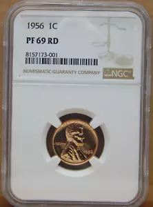 1956 - NGC GRADUADO PF69 RD rojo - centavo de trigo Lincolin¢ (BT314) - Imagen 1 de 4